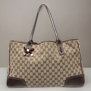 GUCCI in Box Sherry Ophelia Bow Jacquard GG Canvas Zip Tote Bag - VINTAGE